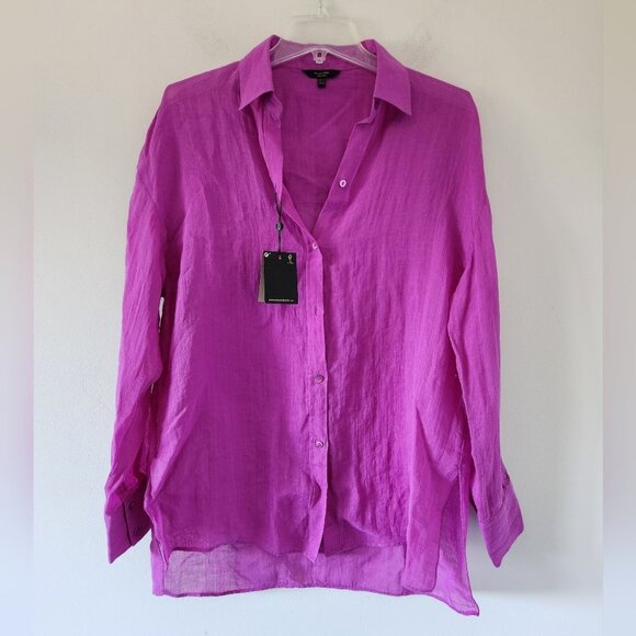 Massimo Dutti Tops - *SOLD* NWT MASSIMO DUTTI | Oversized Ramie Shirt Button Down Purple Sz XS